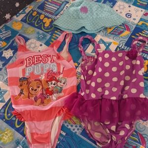 Girls bathing suites and summer mermaid sun hat